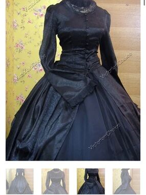 Victorian Style Black Long Sleeve Dress by Victorian Choice L